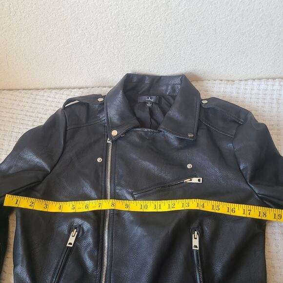 Lulu's Off The Edge Black Vegan Leather Moto Jacket Women's Size M NWT - Picture 6 of 9